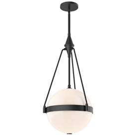 Image1 of Alora Mood Harmony E26 14-in Matte Black/Glossy Opal Glass Pendant