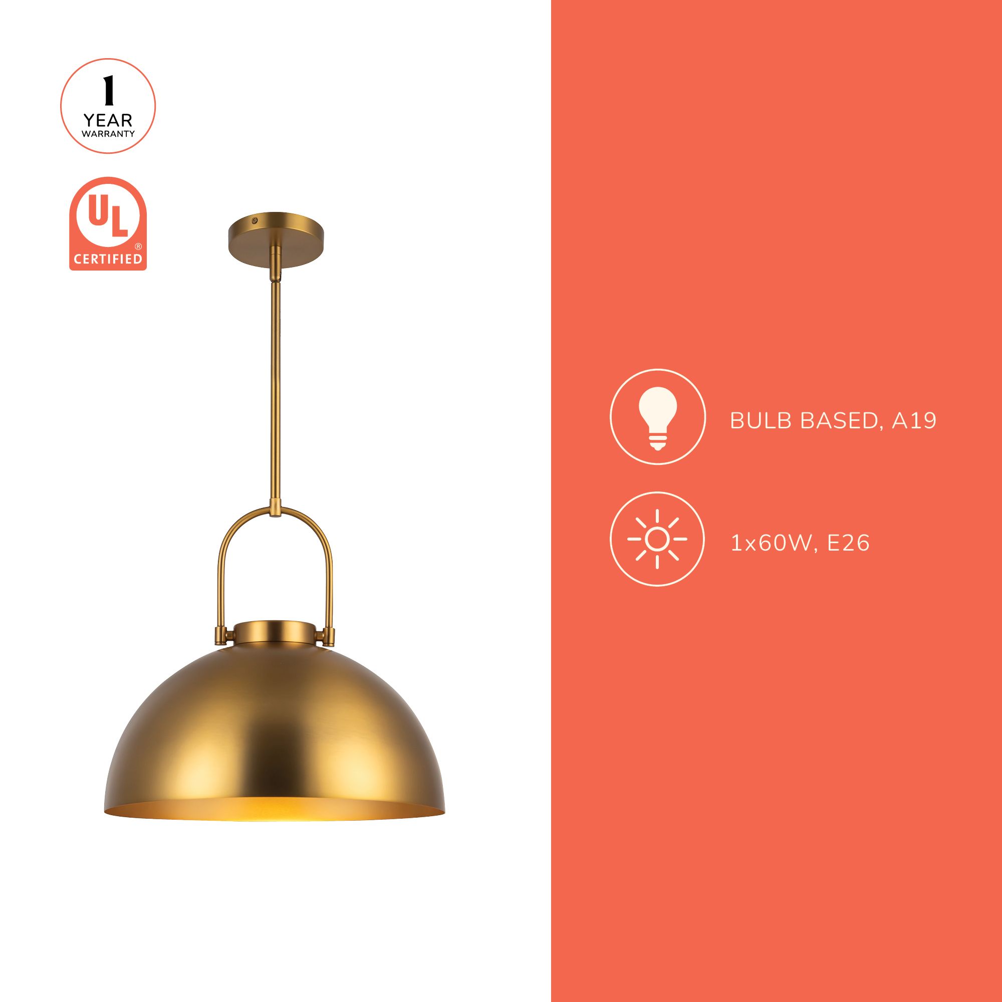 Alora Mood Harper E26 16-in Aged Gold Pendant