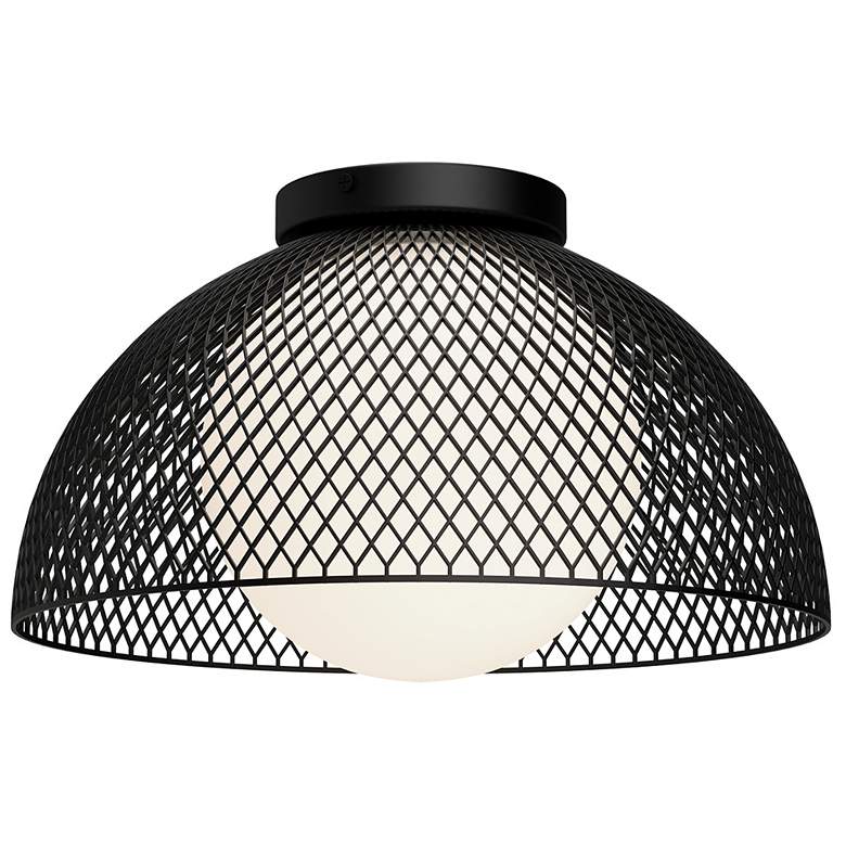 Image 1 Alora Mood Haven E26 12-in Matte Black/Opal Matte Glass Flush Mount