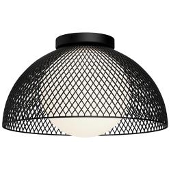 Alora Mood Haven E26 12-in Matte Black/Opal Matte Glass Flush Mount