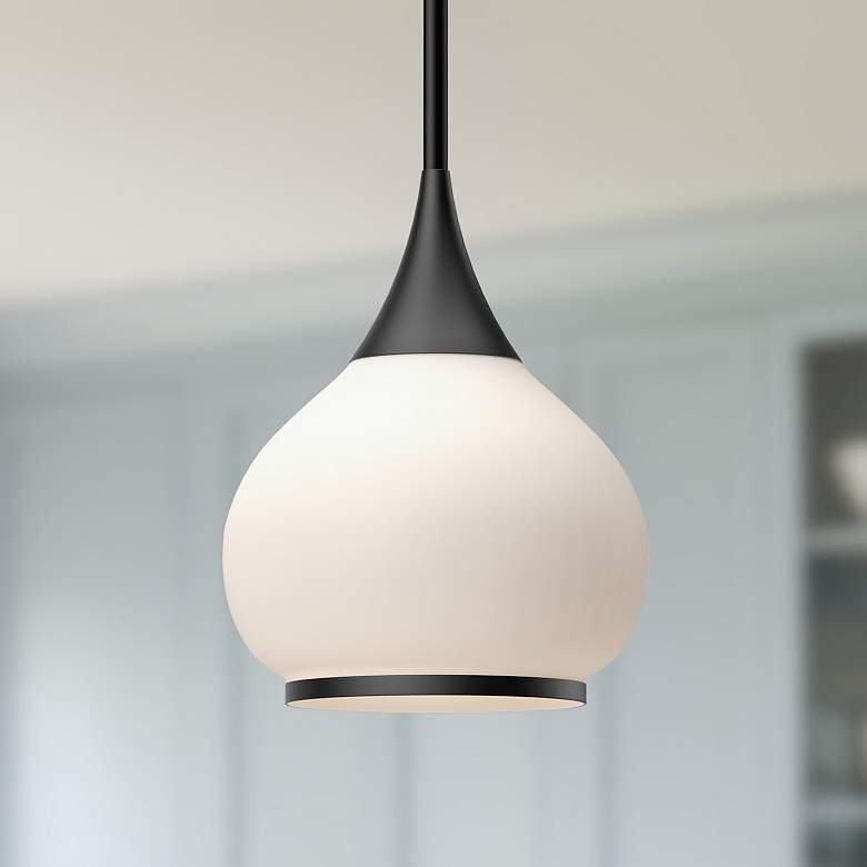 Image 1 Alora Mood Hazel E26 10-in Matte Black/Opal Matte Glass Pendant