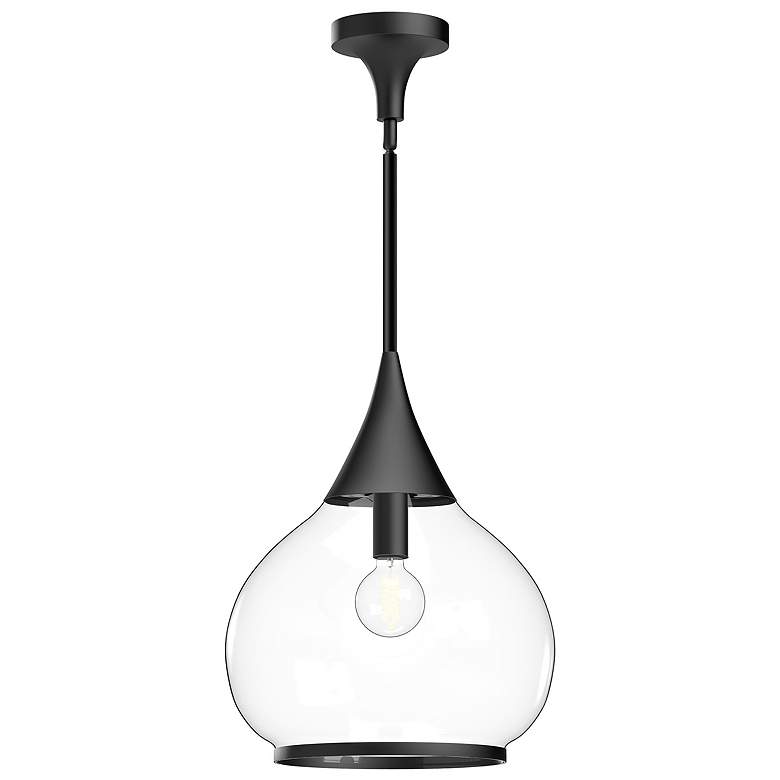 Image 1 Alora Mood Hazel E26 14-in Clear Glass/Matte Black Pendant