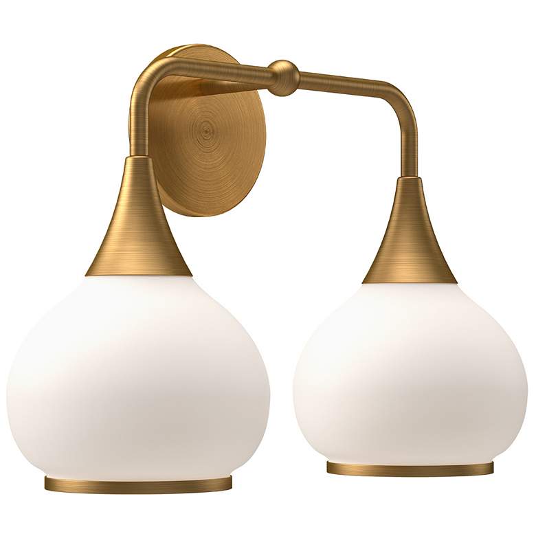 Image 1 Alora Mood Hazel E26 17-in Aged Gold/Opal Matte Glass Vanity Light