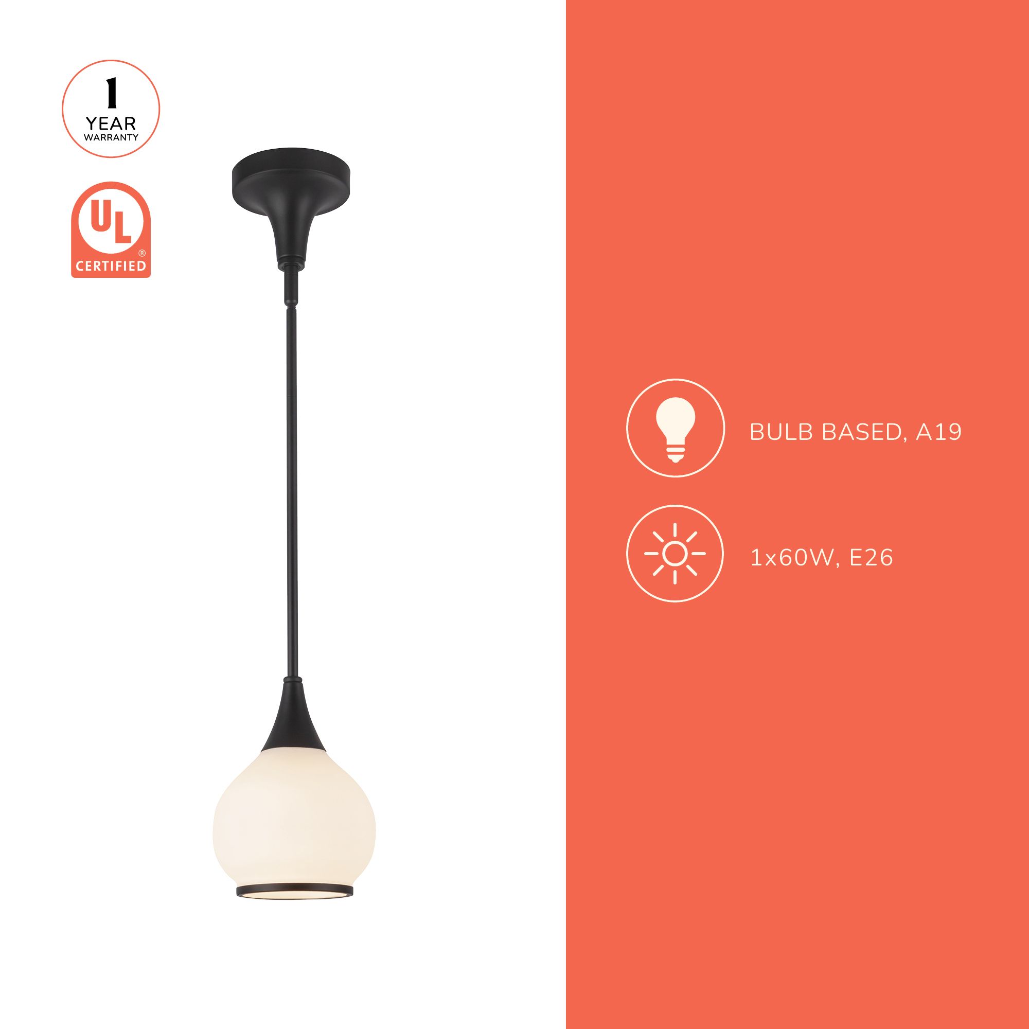 Image 4 Alora Mood Hazel E26 6-in Clear Glass/Matte Black Pendant more views