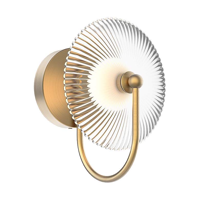 Image 1 Alora Mood Hera LED 11-in Brushed Gold/Clear Ribbed Glass Wall Vanity