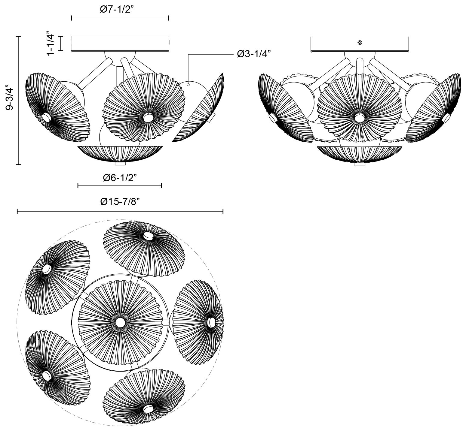 Image 3 Alora Mood Hera LED 16-in Brushed Gold/Clear Ribbed Glass Flush Mount more views