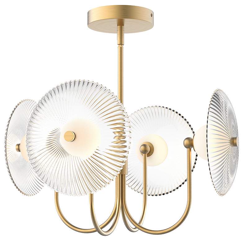 Image 1 Alora Mood Hera LED 21-in Brushed Gold/Clear Ribbed Glass Pendant