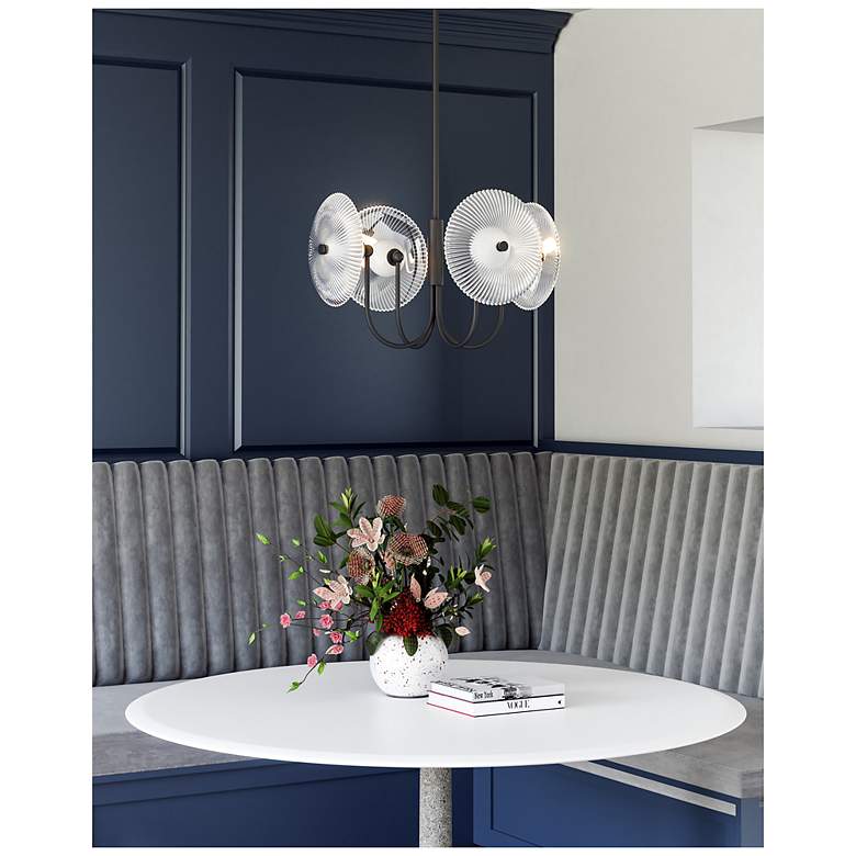Image 3 Alora Mood Hera LED 21-in Matte Black/Clear Ribbed Glass Pendant more views