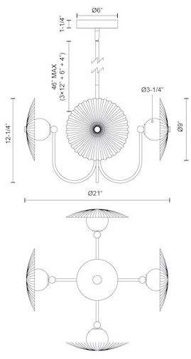 Image 4 Alora Mood Hera LED 21-in Matte Black/Clear Ribbed Glass Pendant more views