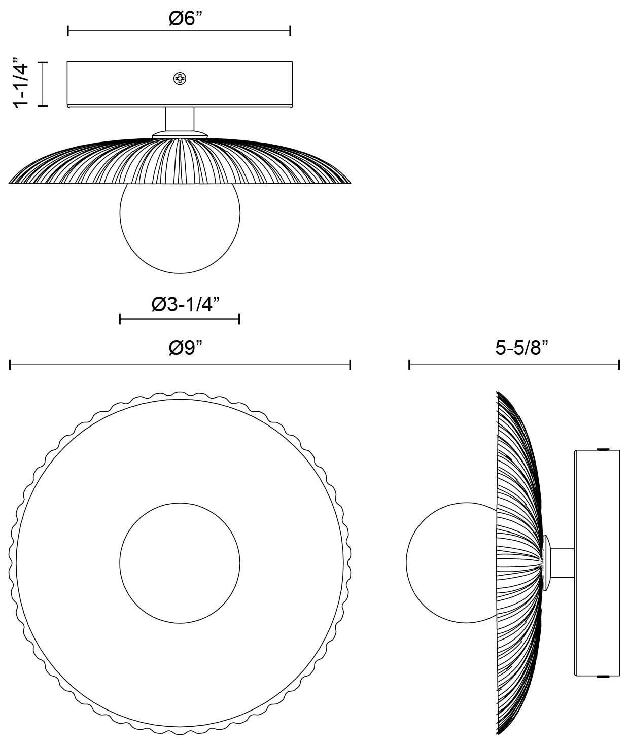 Image 3 Alora Mood Hera LED 9-in Matte Black/Clear Ribbed Glass Wall Vanity more views