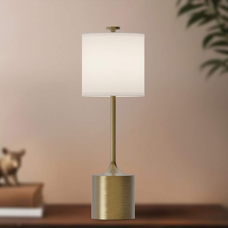 Image 1 Alora Mood Issa E26 26-in Brushed Gold/Ivory Linen Table Lamp