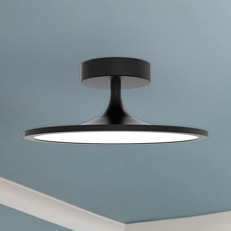 Image 1 Alora Mood Issa LED 12-in Matte Black Semi-Flush Mount