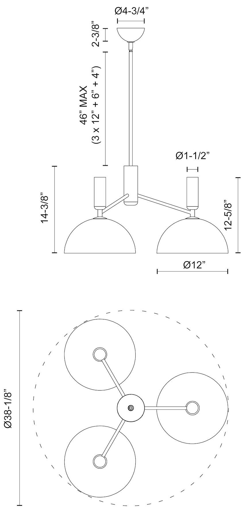 Image 3 Alora Mood Jude E26 38-in Clear Glass/Matte Black 3 Lights Chandeliers more views
