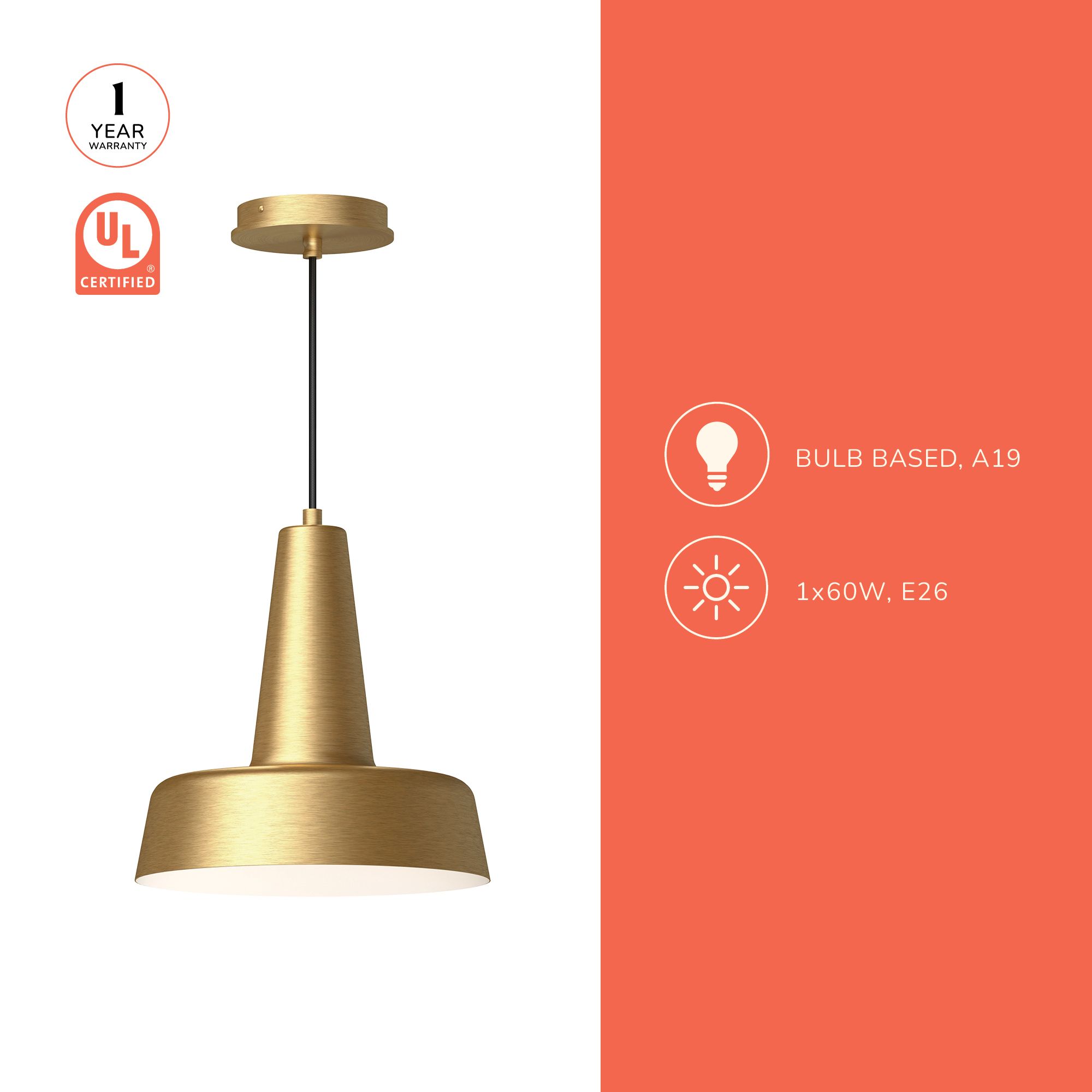 Image 4 Alora Mood Juliana E26 11-in Brushed Gold Pendant more views