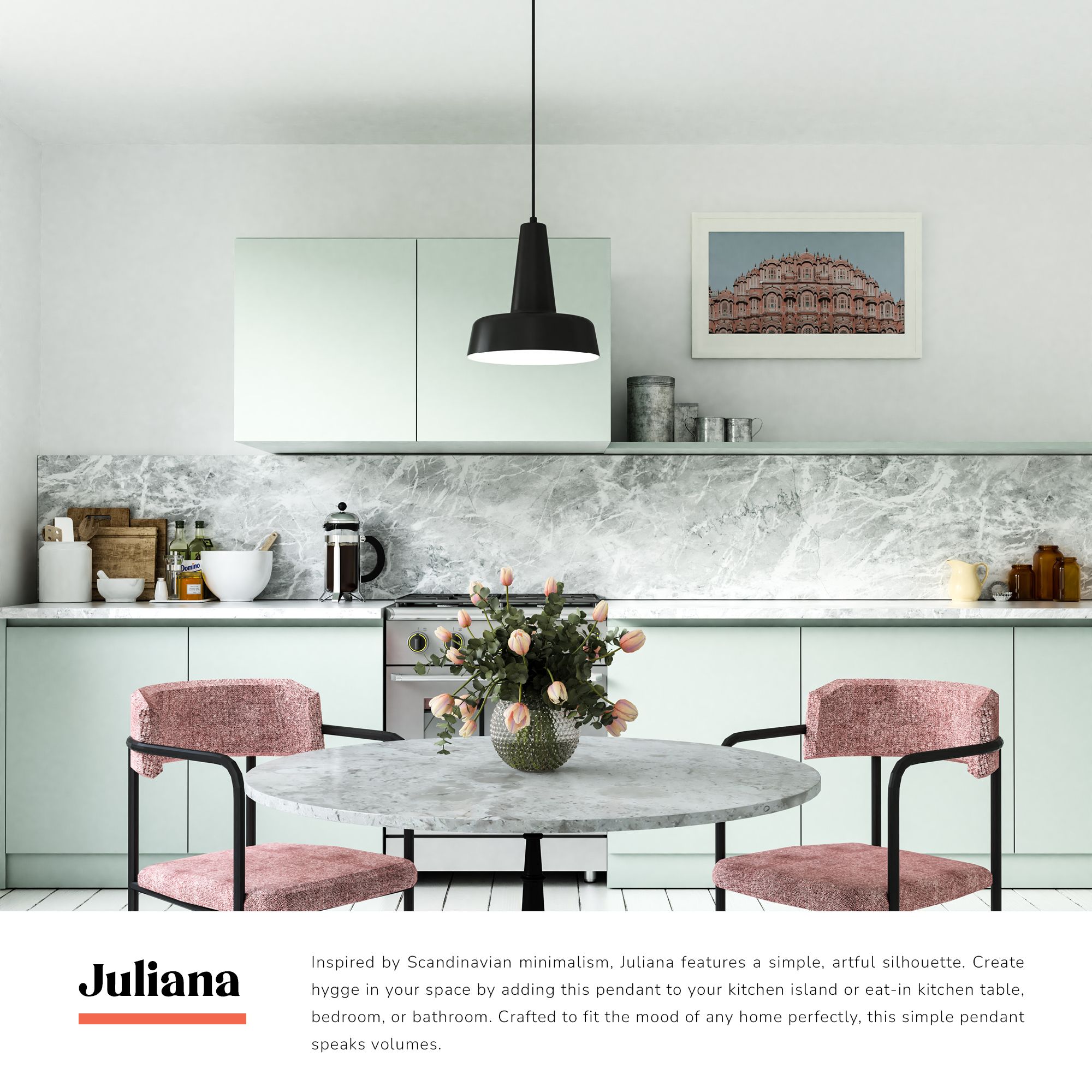 Image 3 Alora Mood Juliana E26 11-in White Pendant more views