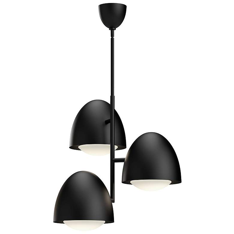 Image 1 Alora Mood Kenji E26 24-in Black/Opal Matte Glass 3 Lights Chandeliers