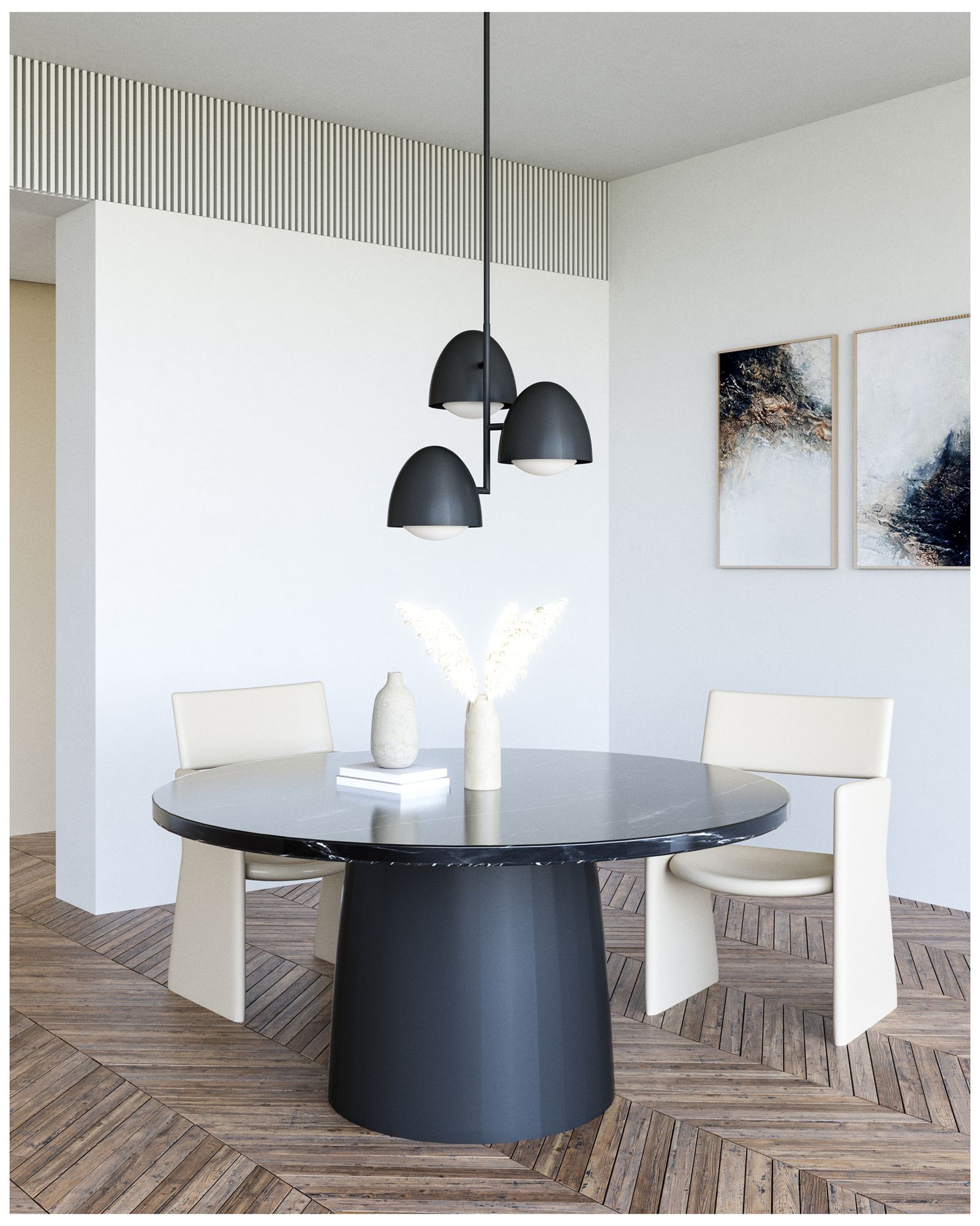 Image 3 Alora Mood Kenji E26 24-in Black/Opal Matte Glass 3 Lights Chandeliers more views