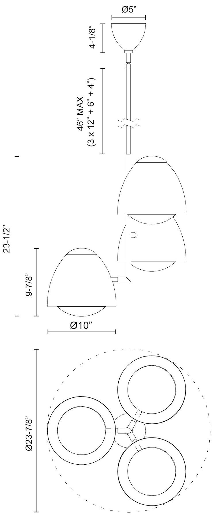 Image 4 Alora Mood Kenji E26 24-in Black/Opal Matte Glass 3 Lights Chandeliers more views