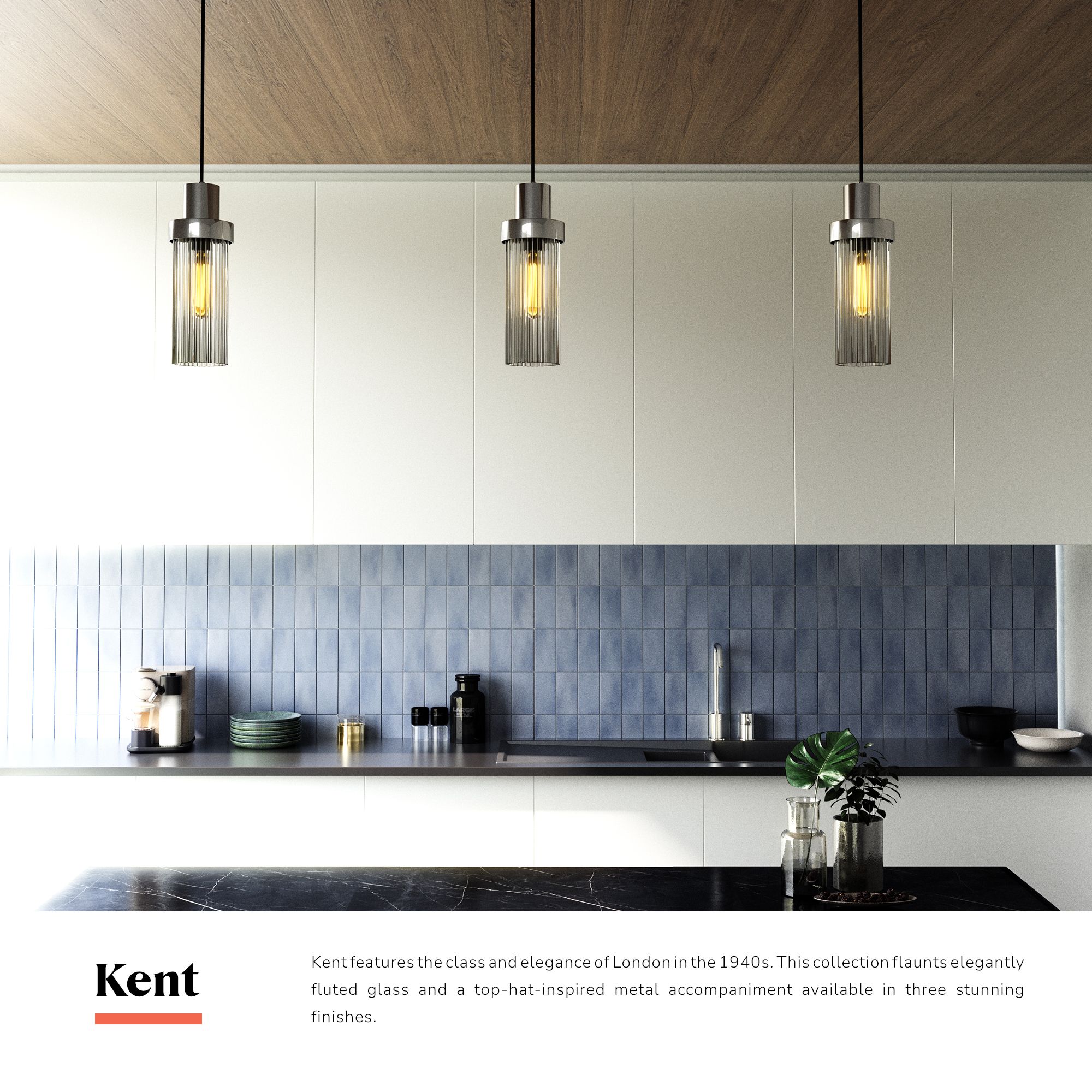 Image 3 Alora Mood Kent E26 5-in Brushed Gold/Clear Ribbed Glass Pendant more views