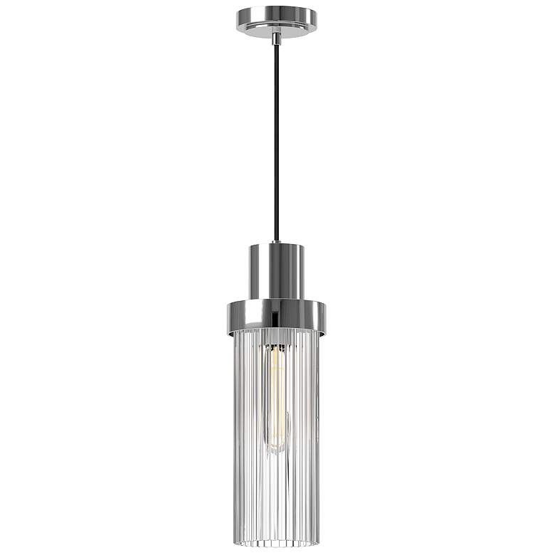 Image 1 Alora Mood Kent E26 5-in Chrome/Clear Ribbed Glass Pendant