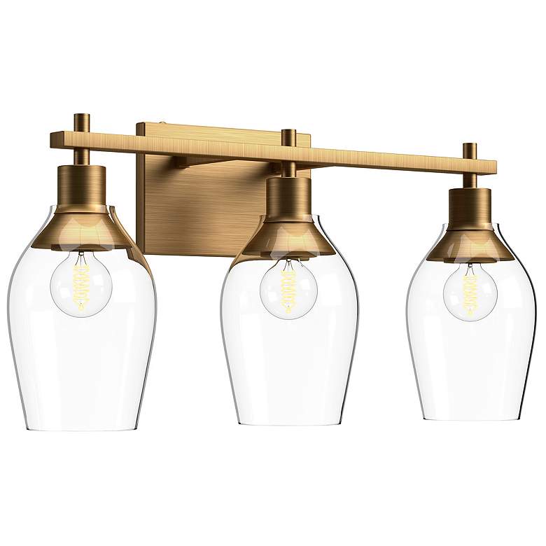 Image 1 Alora Mood Kingsley E26 22-in Aged Gold/Clear Glass Vanity Light