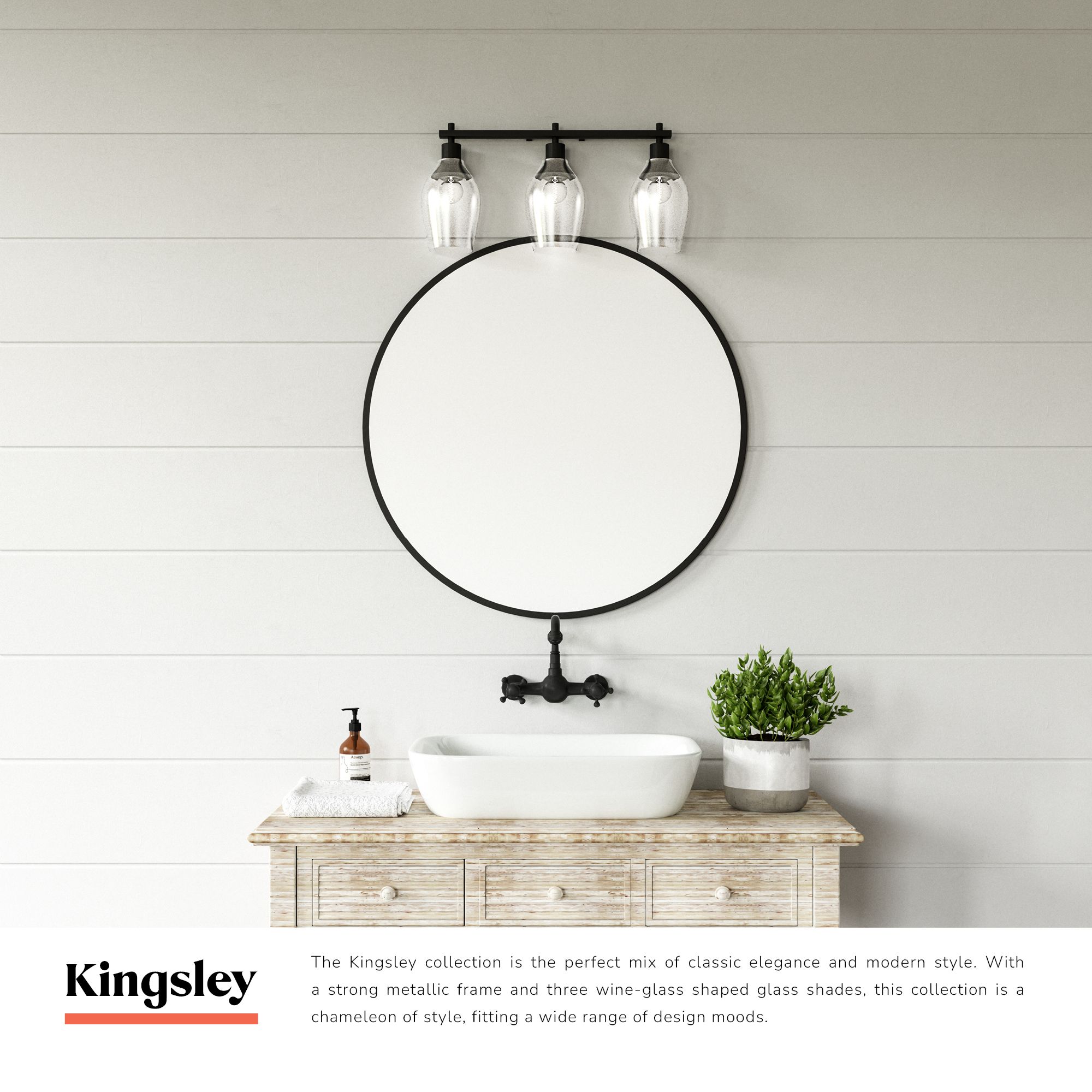 Image 3 Alora Mood Kingsley E26 22-in Brushed Nickel/Clear Glass Vanity Light more views