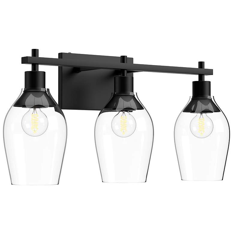 Image 1 Alora Mood Kingsley E26 22-in Clear Glass/Matte Black Vanity Light