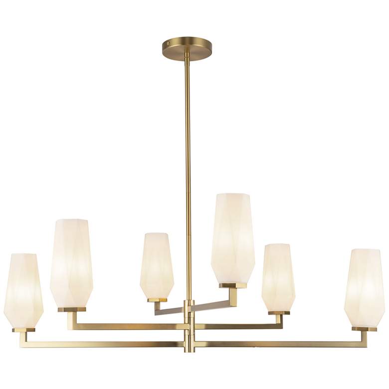 Image 1 Alora Mood Krysta E12 35-in Brushed Gold/Opal Glass Chandelier
