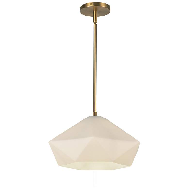 Image 1 Alora Mood Krysta E26 14-in Brushed Gold/Opal Glass Pendant