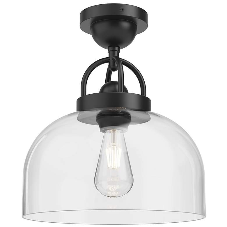 Image 1 Alora Mood Lancaster E26 12-in Matte Black Semi-Flush Mount