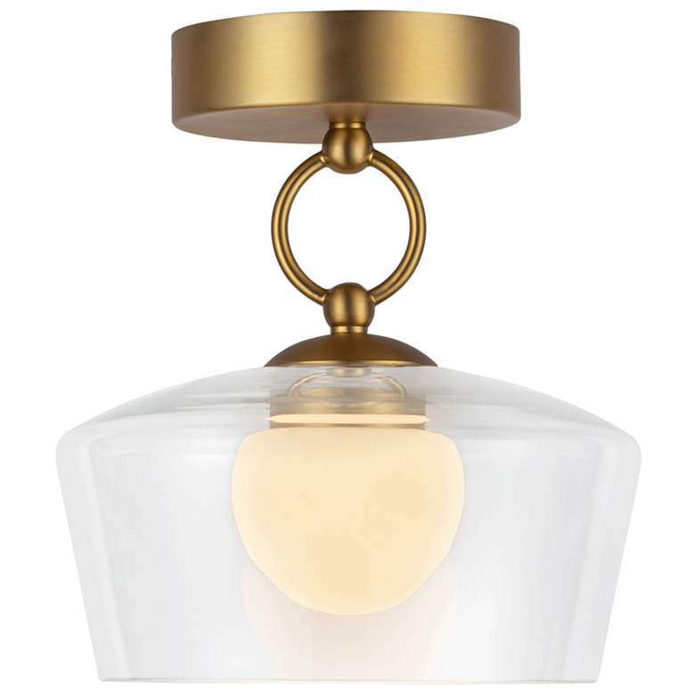 Image 1 Alora Mood Leota LED 8-in Brushed Gold/Clear Glass Semi-Flush Mount