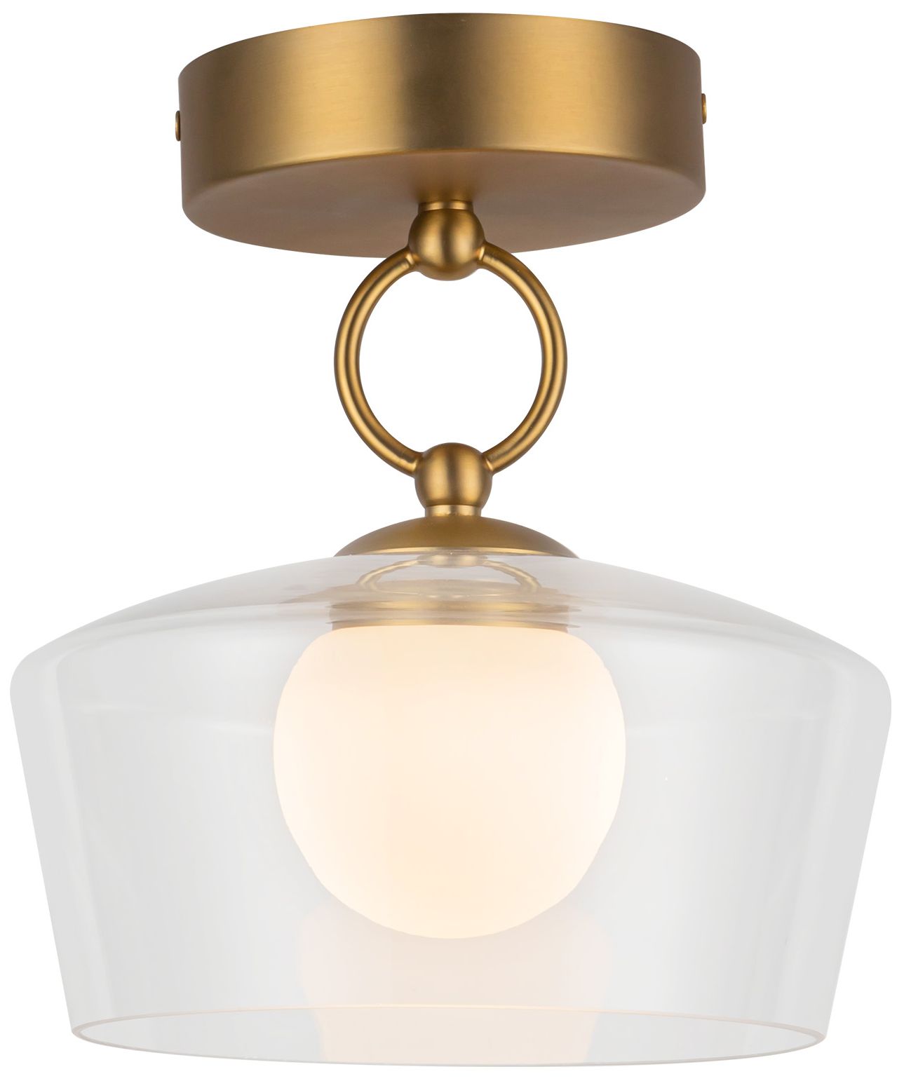 Image 2 Alora Mood Leota LED 8-in Brushed Gold/Clear Glass Semi-Flush Mount more views