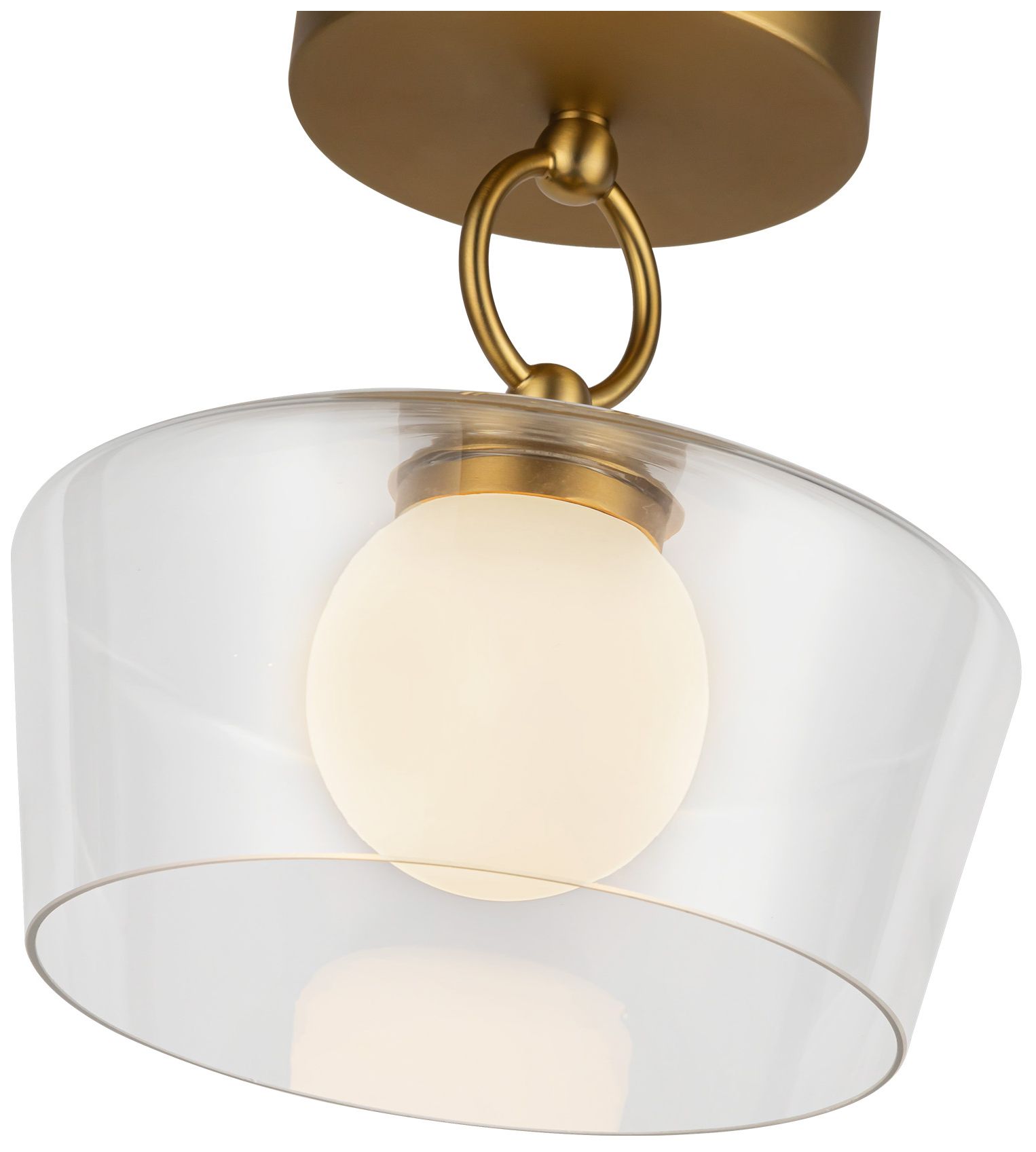 Image 3 Alora Mood Leota LED 8-in Brushed Gold/Clear Glass Semi-Flush Mount more views