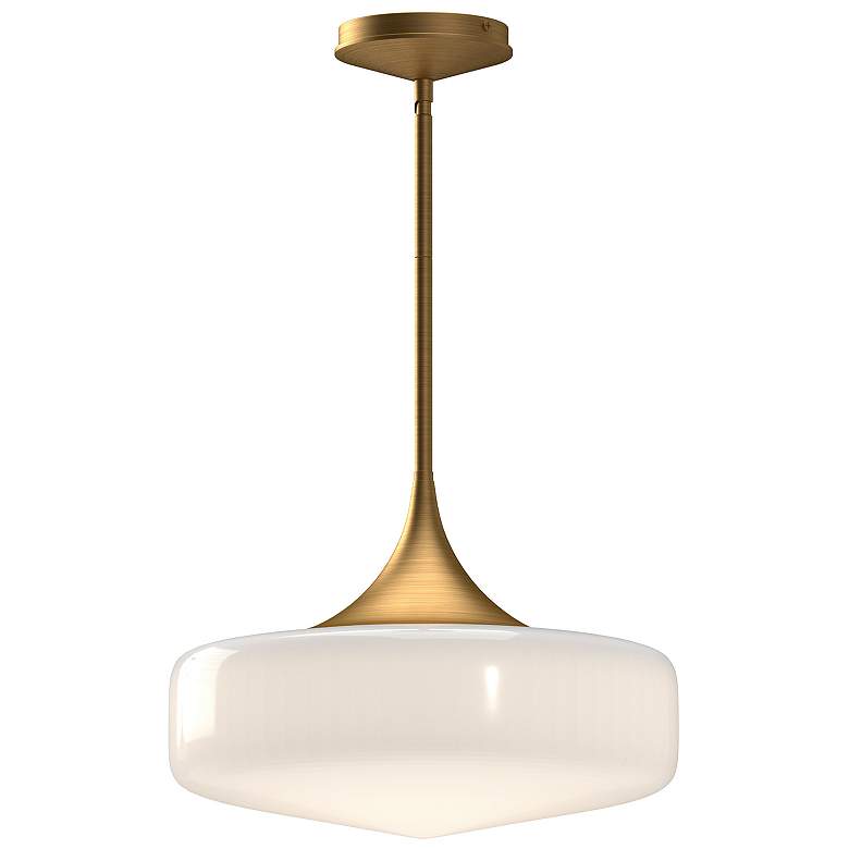 Image 1 Alora Mood Lincoln E26 14-in Aged Gold/Glossy Opal Glass Pendant