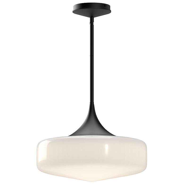 Image 1 Alora Mood Lincoln E26 14-in Glossy Opal Glass/Matte Black Pendant