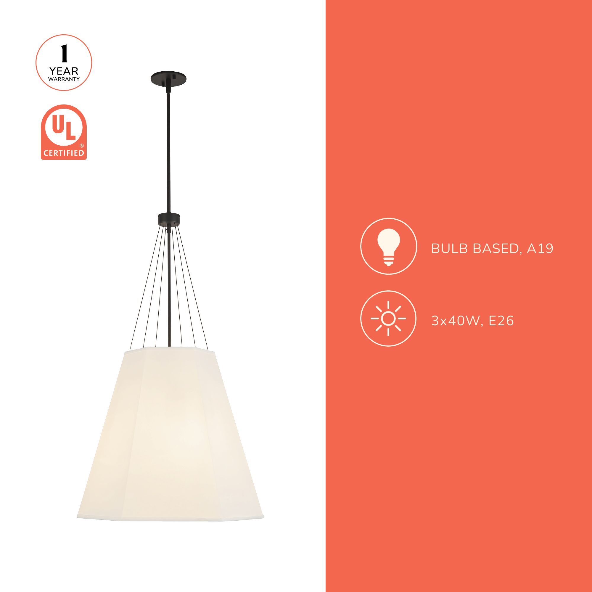 Alora Mood Manila E26 22-in Aged Gold/White Linen Pendant