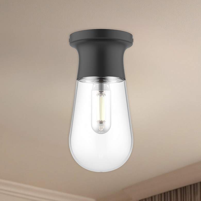 Image 1 Alora Mood Marcel E26 5-in Matte Black Semi-Flush Mount