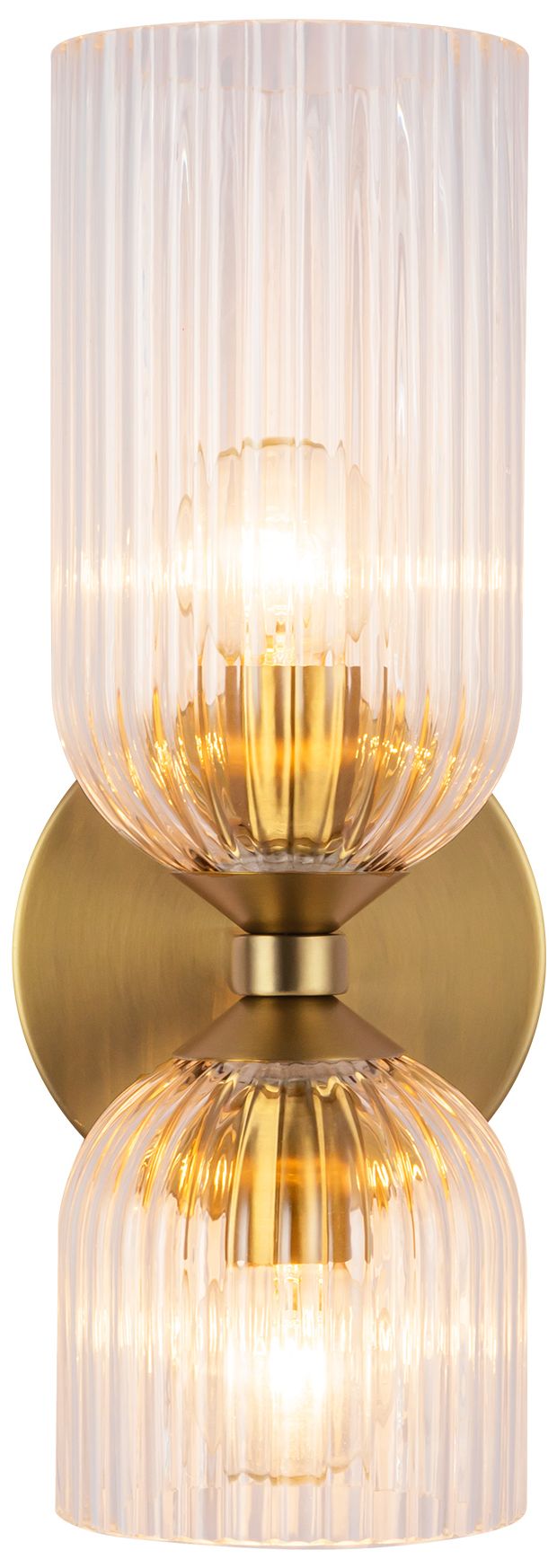 Alora Mood Nelly E12 12-in Brushed Gold/Clear Ribbed Glass Wall Vanity