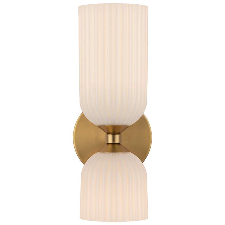 Image 1 Alora Mood Nelly E12 12-in Gold/Glossy Ribbed Opal Glass Wall Vanity