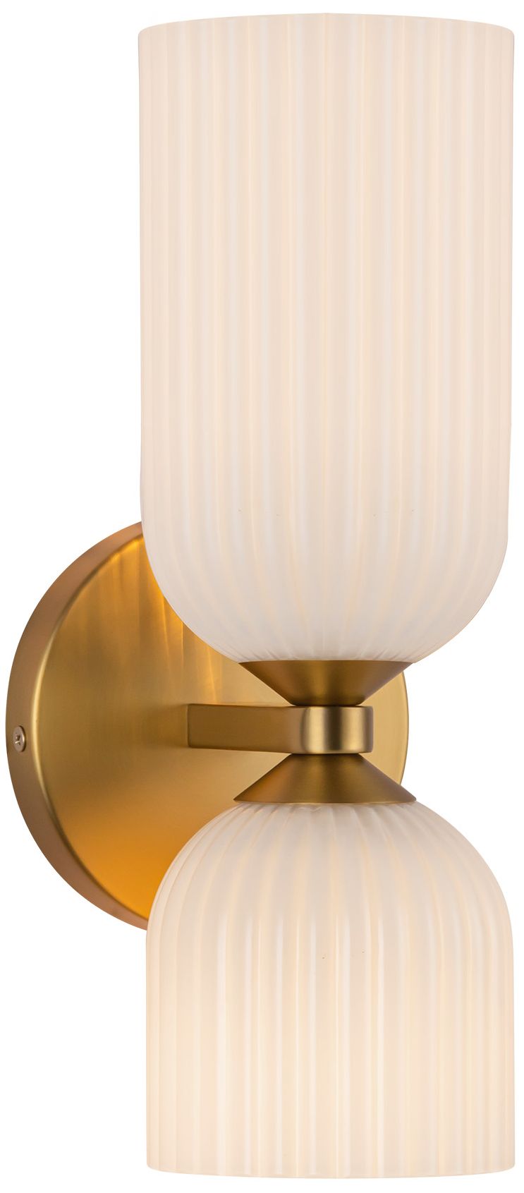 Image 2 Alora Mood Nelly E12 12-in Gold/Glossy Ribbed Opal Glass Wall Vanity more views