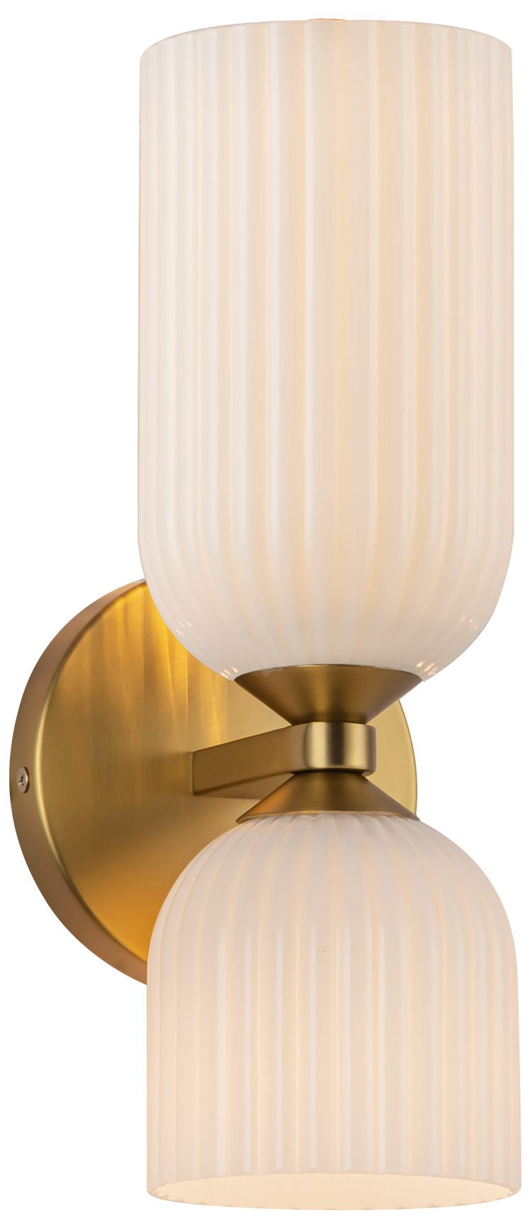 Image 3 Alora Mood Nelly E12 12-in Gold/Glossy Ribbed Opal Glass Wall Vanity more views