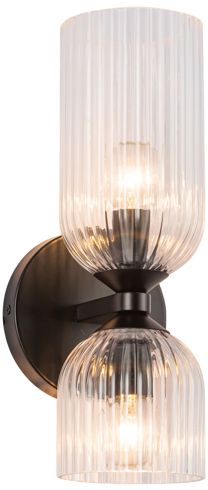 Image 3 Alora Mood Nelly E12 12-in Matte Black/Clear Ribbed Glass Wall Vanity more views