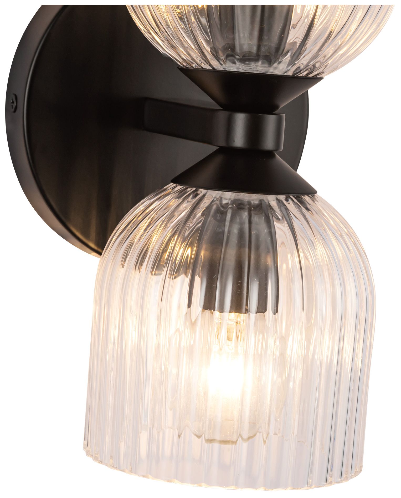 Image 4 Alora Mood Nelly E12 12-in Matte Black/Clear Ribbed Glass Wall Vanity more views