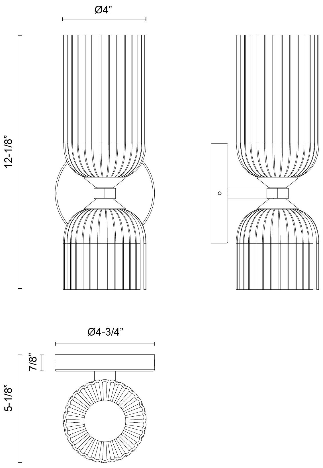 Image 5 Alora Mood Nelly E12 12-in Matte Black/Clear Ribbed Glass Wall Vanity more views