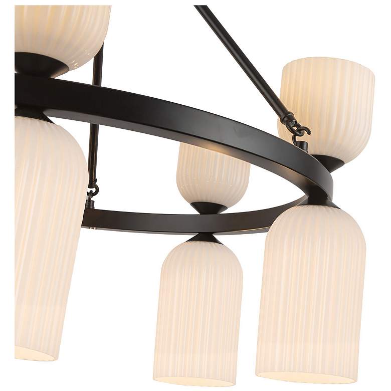 Image 4 Alora Mood Nelly E12 26-in Black/Glossy Ribbed Opal Glass Socket Chandelier more views