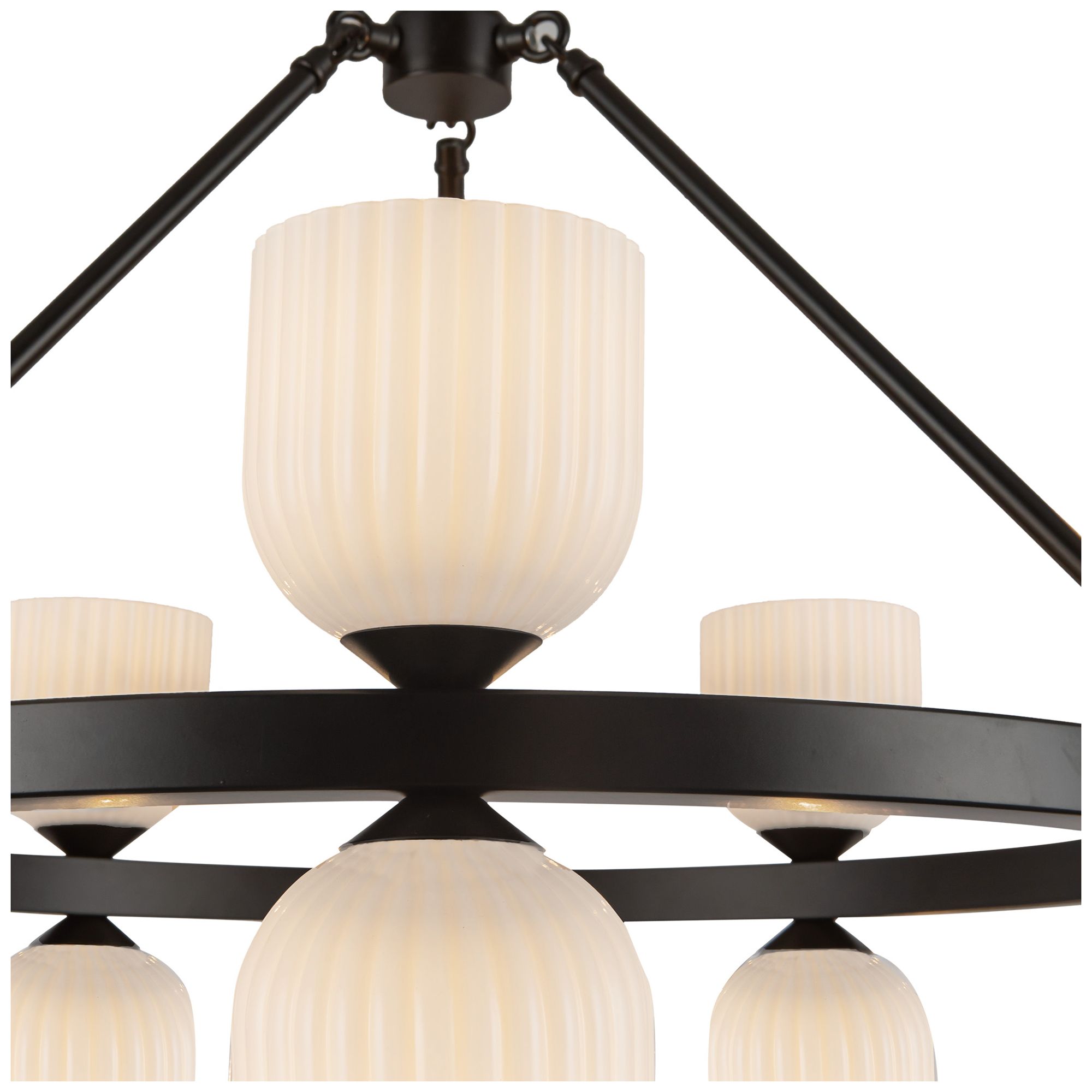 Image 5 Alora Mood Nelly E12 26-in Black/Glossy Ribbed Opal Glass Socket Chandelier more views