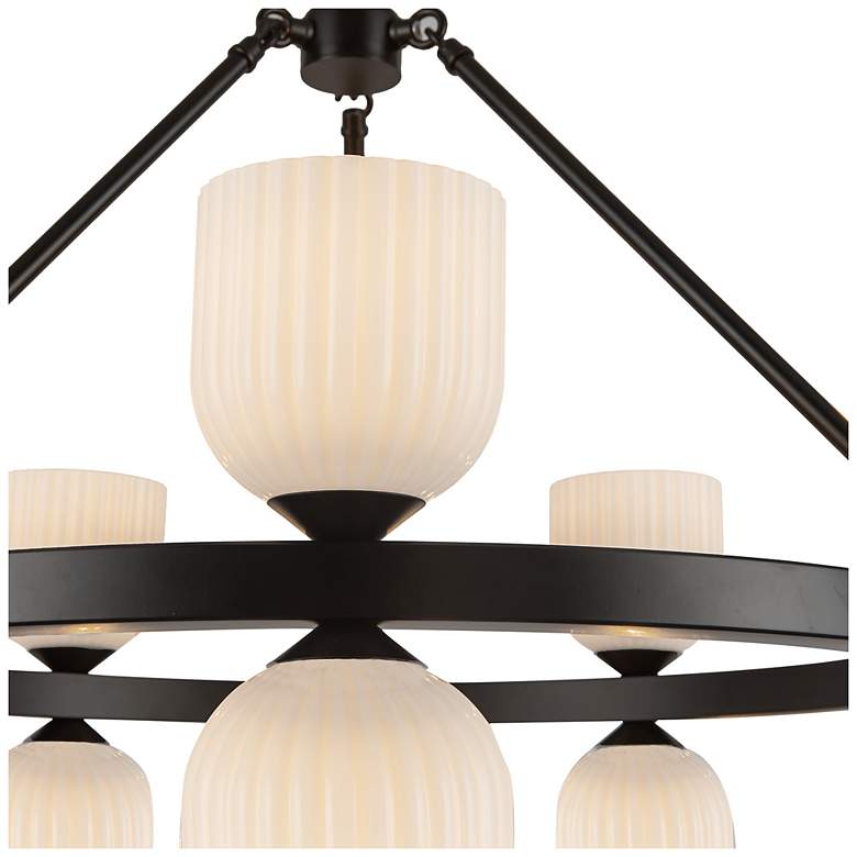 Image 5 Alora Mood Nelly E12 26-in Black/Glossy Ribbed Opal Glass Socket Chandelier more views