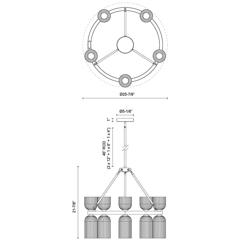 Image 6 Alora Mood Nelly E12 26-in Black/Glossy Ribbed Opal Glass Socket Chandelier more views