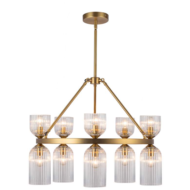 Image 1 Alora Mood Nelly E12 26-in Gold/Clear Ribbed Glass Socket Chandelier