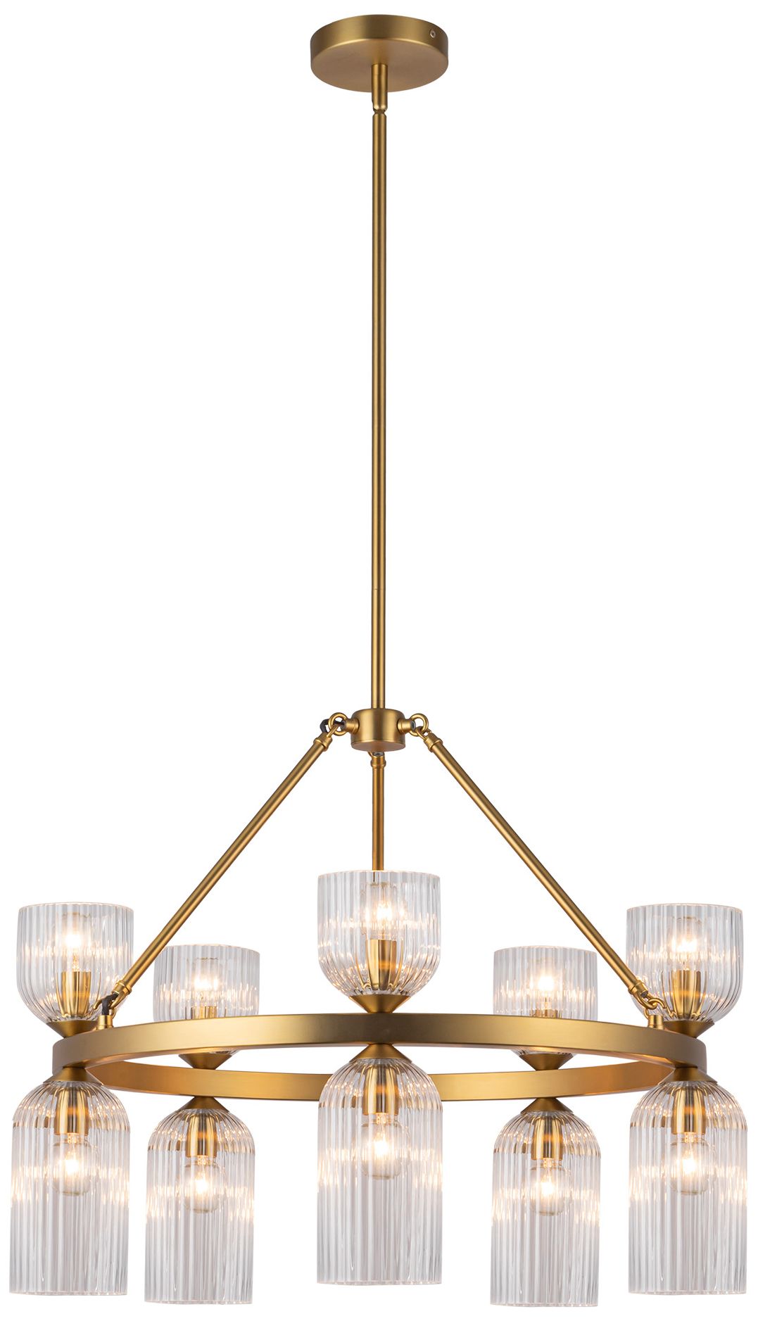 Image 2 Alora Mood Nelly E12 26-in Gold/Clear Ribbed Glass Socket Chandelier more views